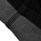 アパレルブランドAmber Threads(アンバースレッズ)のペインターパンツ ブラックデニム、オールシーズン着まわせる万能ズボン。セルビッチ部分。