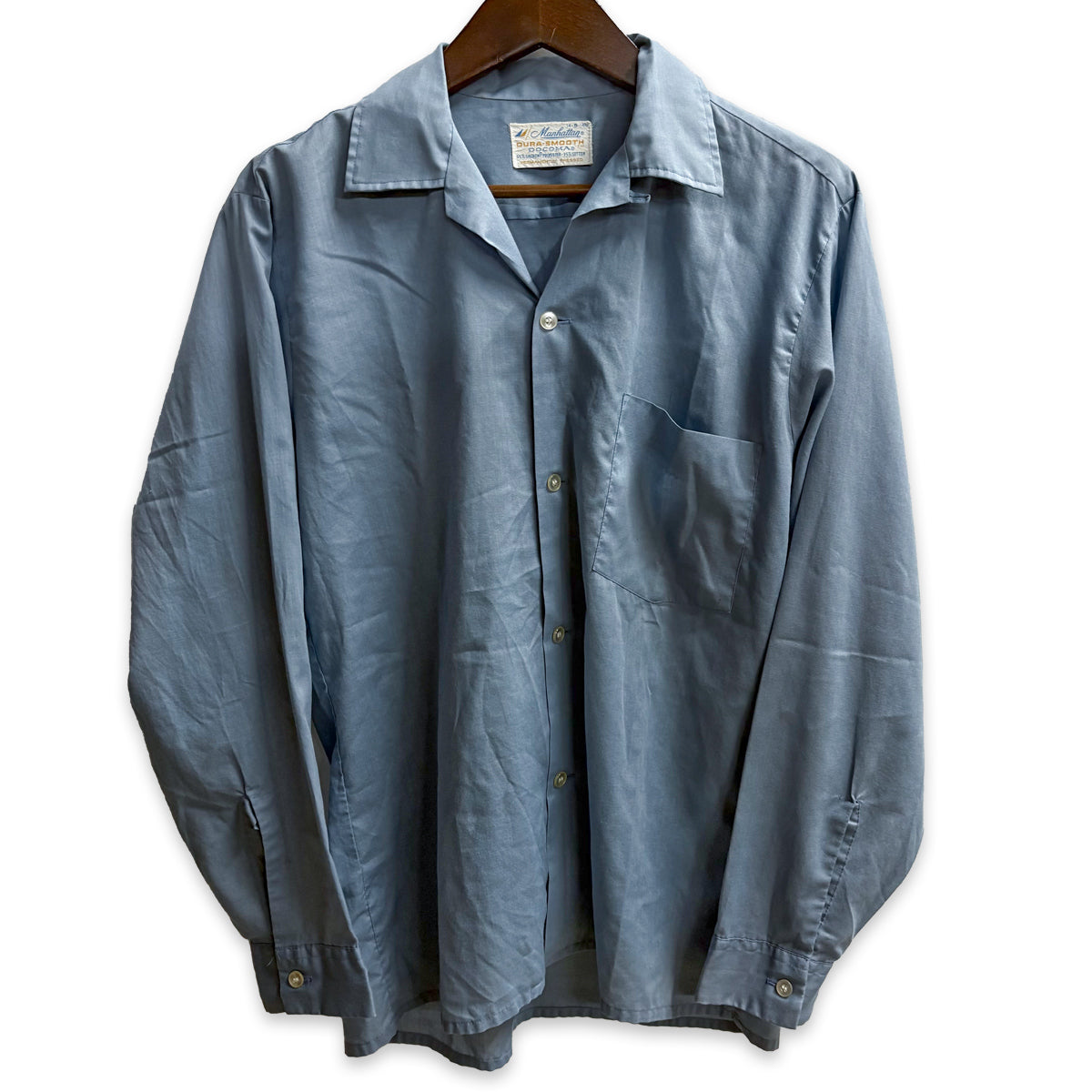 【古着】Manhattan マンハッタン DURA-SMOOTH L/S オープンカラーシャツ