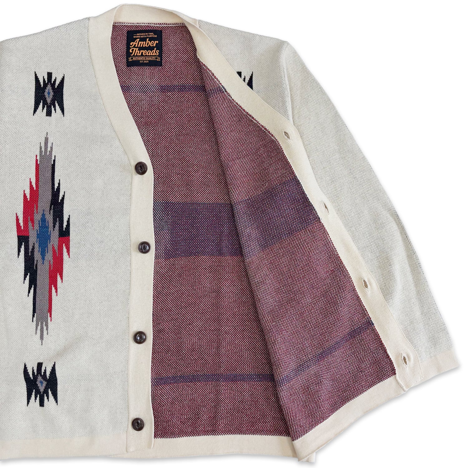 ネイティブ柄 コットンニットカーディガン / Native Cotton Knit Cardigan 【Amber Threads】
