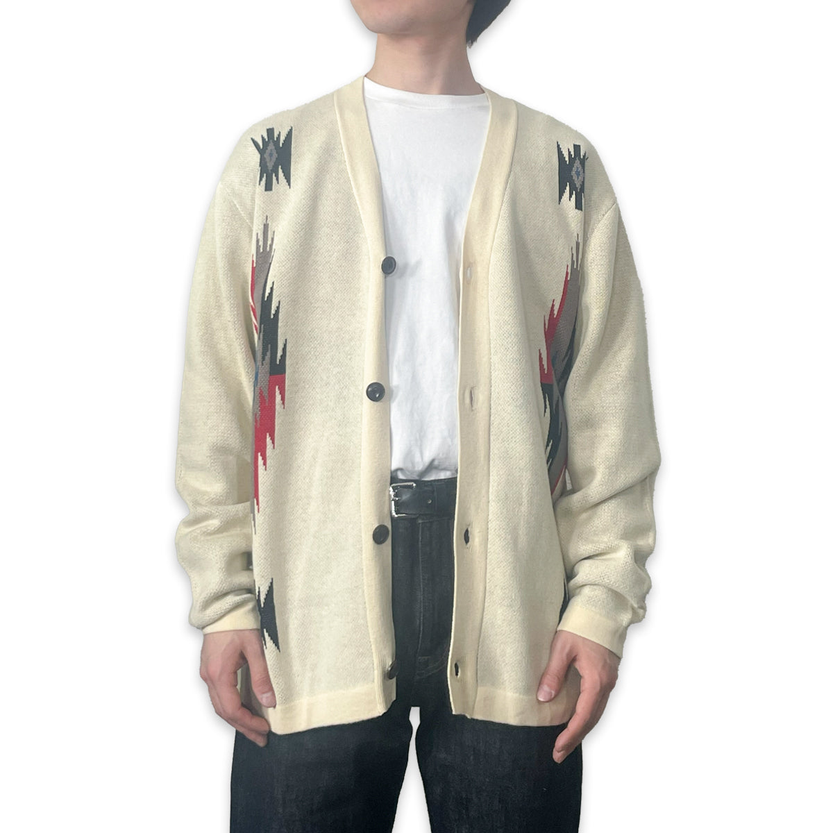 ネイティブ柄 コットンニットカーディガン / Native Cotton Knit Cardigan 【Amber Threads】