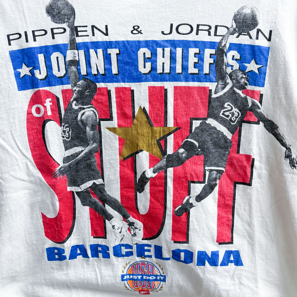 【古着】 NIKE ナイキ USA製 マイケル・ジョーダン スコッティ・ピッペン バルセロナ バスケットボール プリントTシャツ