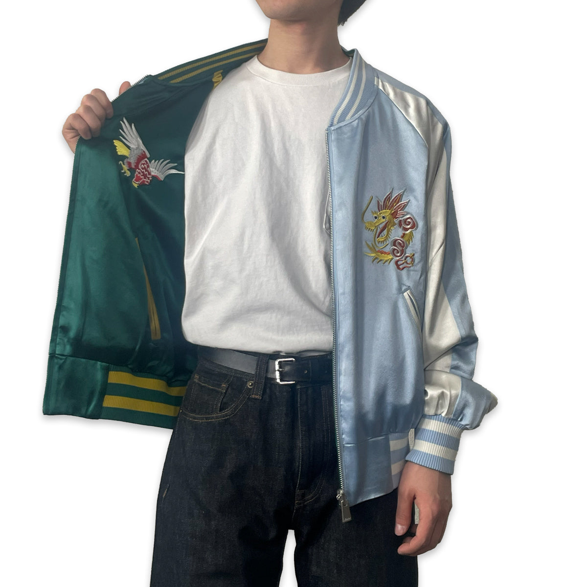 アセテートサテン リバーシブル スーベニアジャケット 鷲 龍 / Reversible Souvenir Jacket 【Amber Threads】