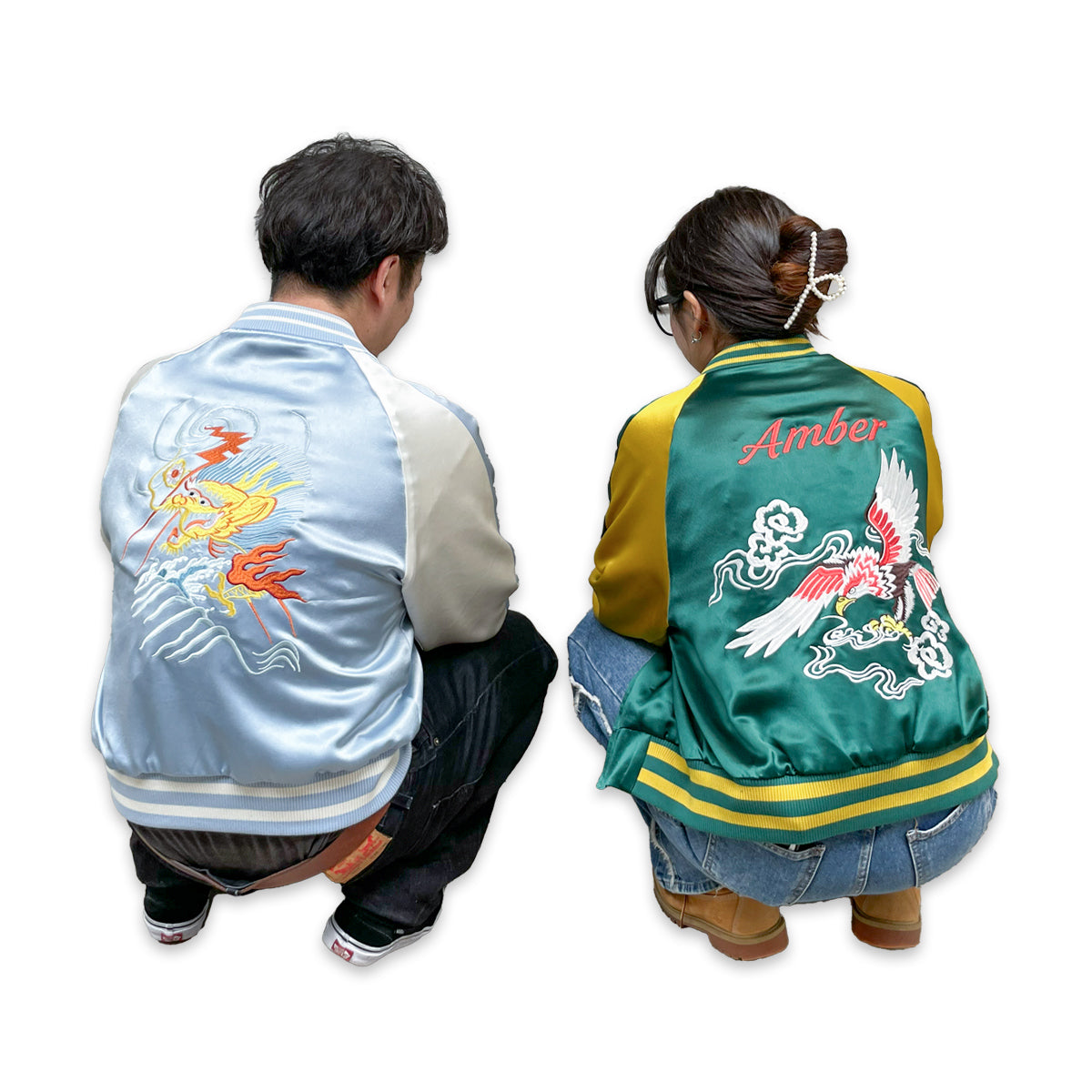 アセテートサテン リバーシブル スーベニアジャケット 鷲 龍 / Reversible Souvenir Jacket 【Amber Threads】