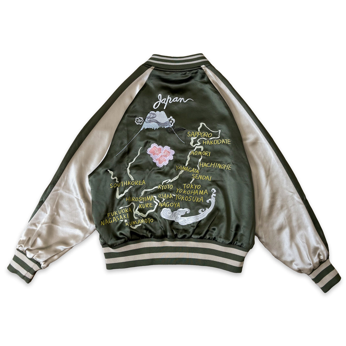 アセテートサテン リバーシブル スーベニアジャケット 舞妓 日本地図/ Reversible Souvenir Jacket 【Amber Threads】