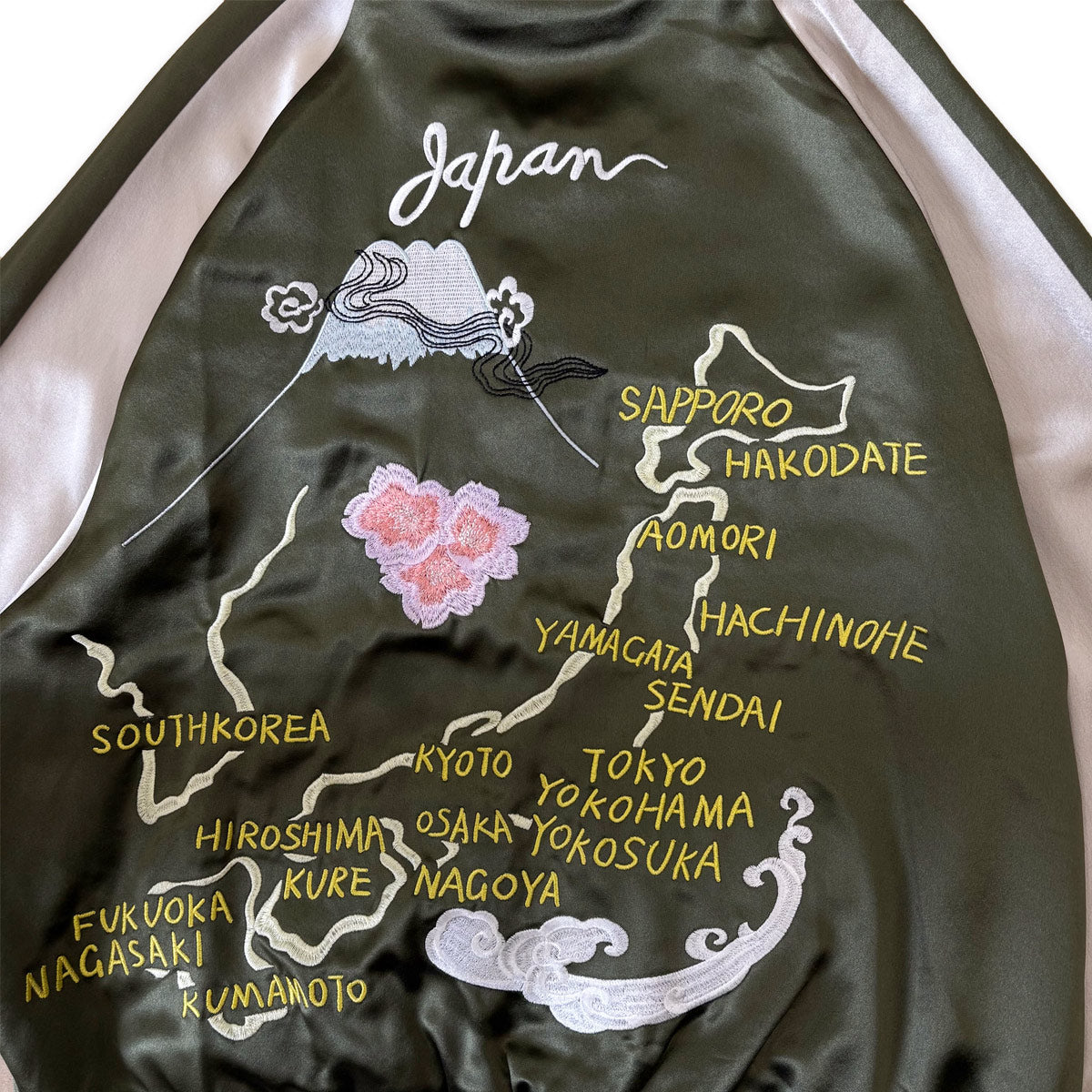 アセテートサテン リバーシブル スーベニアジャケット 舞妓 日本地図/ Reversible Souvenir Jacket 【Amber Threads】