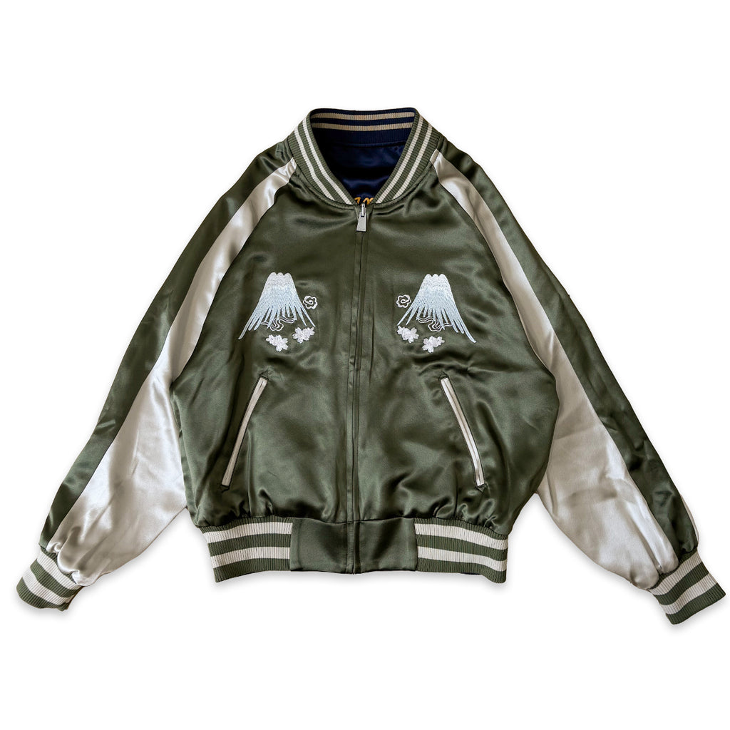 アセテートサテン リバーシブル スーベニアジャケット 舞妓 日本地図/ Reversible Souvenir Jacket 【Amber Threads】