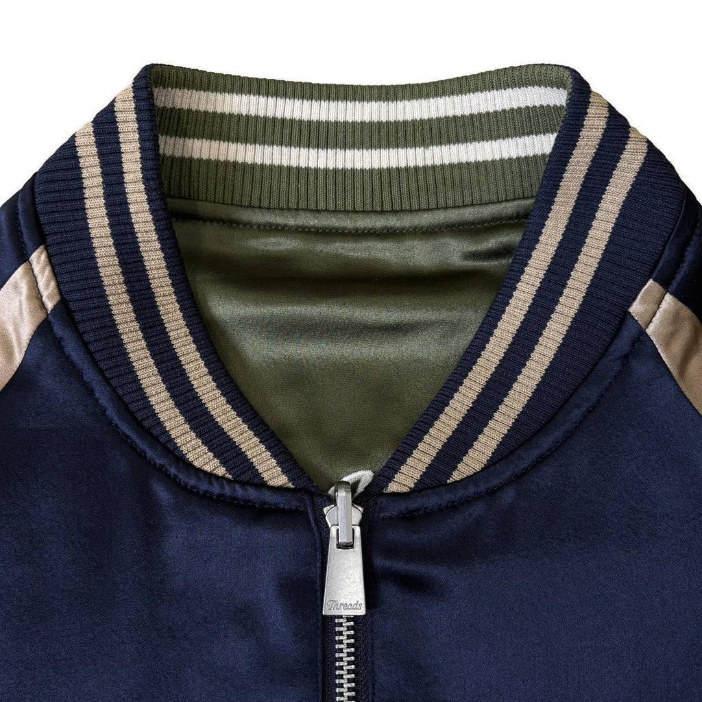 アセテートサテン リバーシブル スーベニアジャケット 舞妓 日本地図/ Reversible Souvenir Jacket 【Amber Threads】