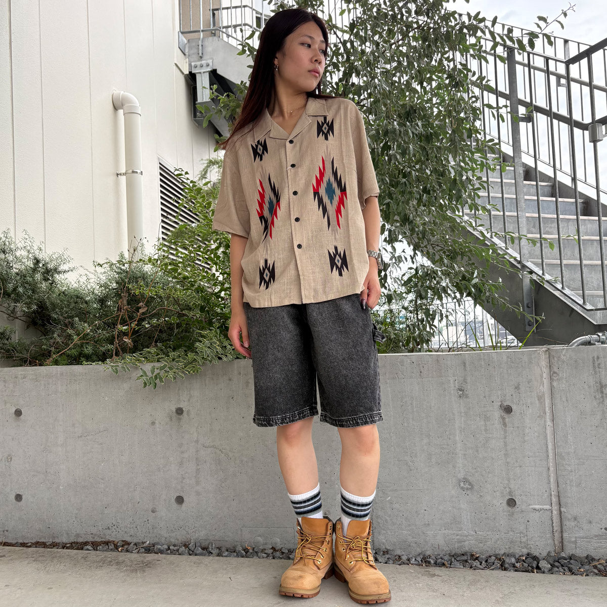 ネイティブ柄 半袖シャツ / S/S  Native Shirt【Amber Street】