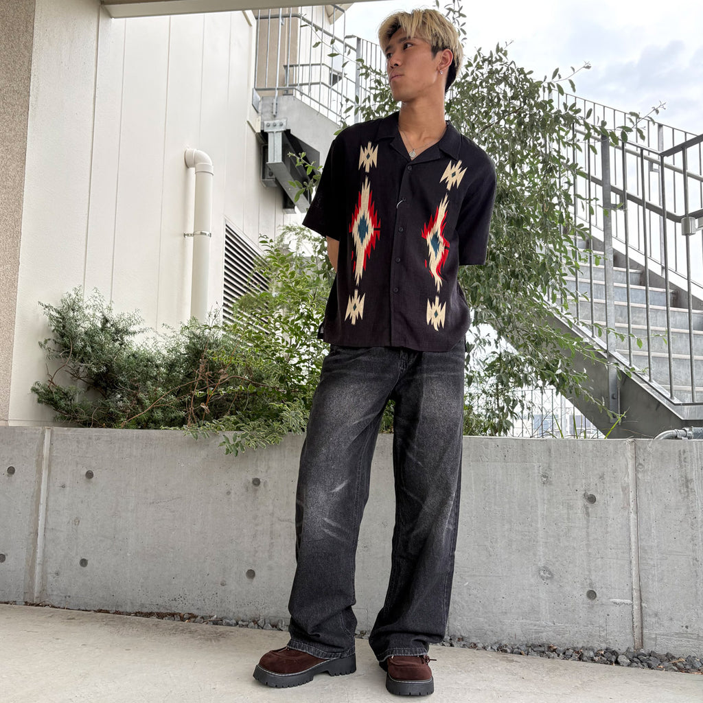 ネイティブ柄 半袖シャツ / S/S  Native Shirt【Amber Street】