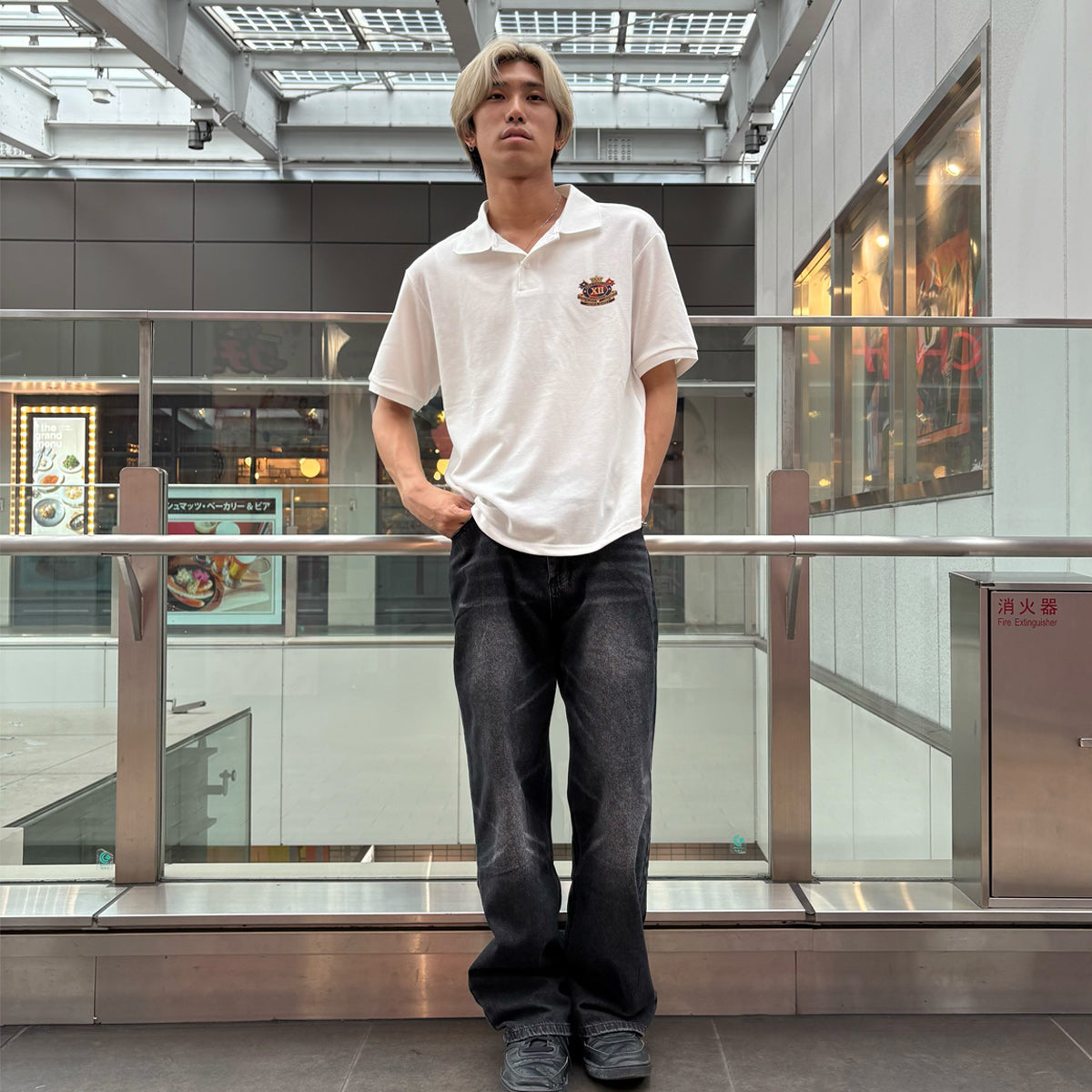 エンブレムプリント 半袖ポロシャツ / S/S Patch Polo Shirt【Amber Street】