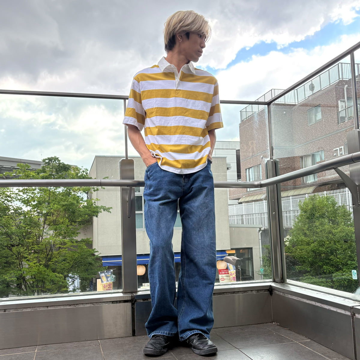 半袖ボーダーラガーシャツ / S/S Rugby Shirt【Amber Street】