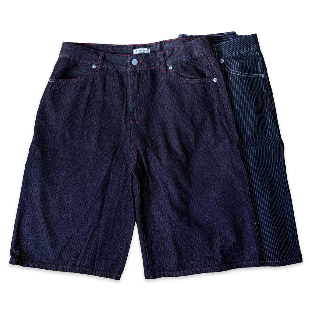 ワイドデニムハーフパンツ / Stripe Wide Denim Half Pant【Amber Street】