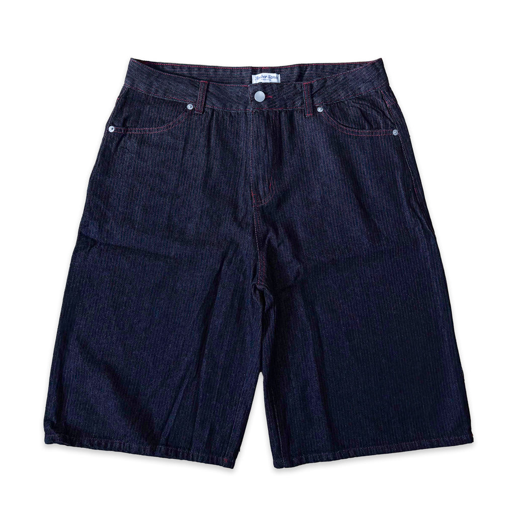 ワイドデニムハーフパンツ / Stripe Wide Denim Half Pant【Amber Street】