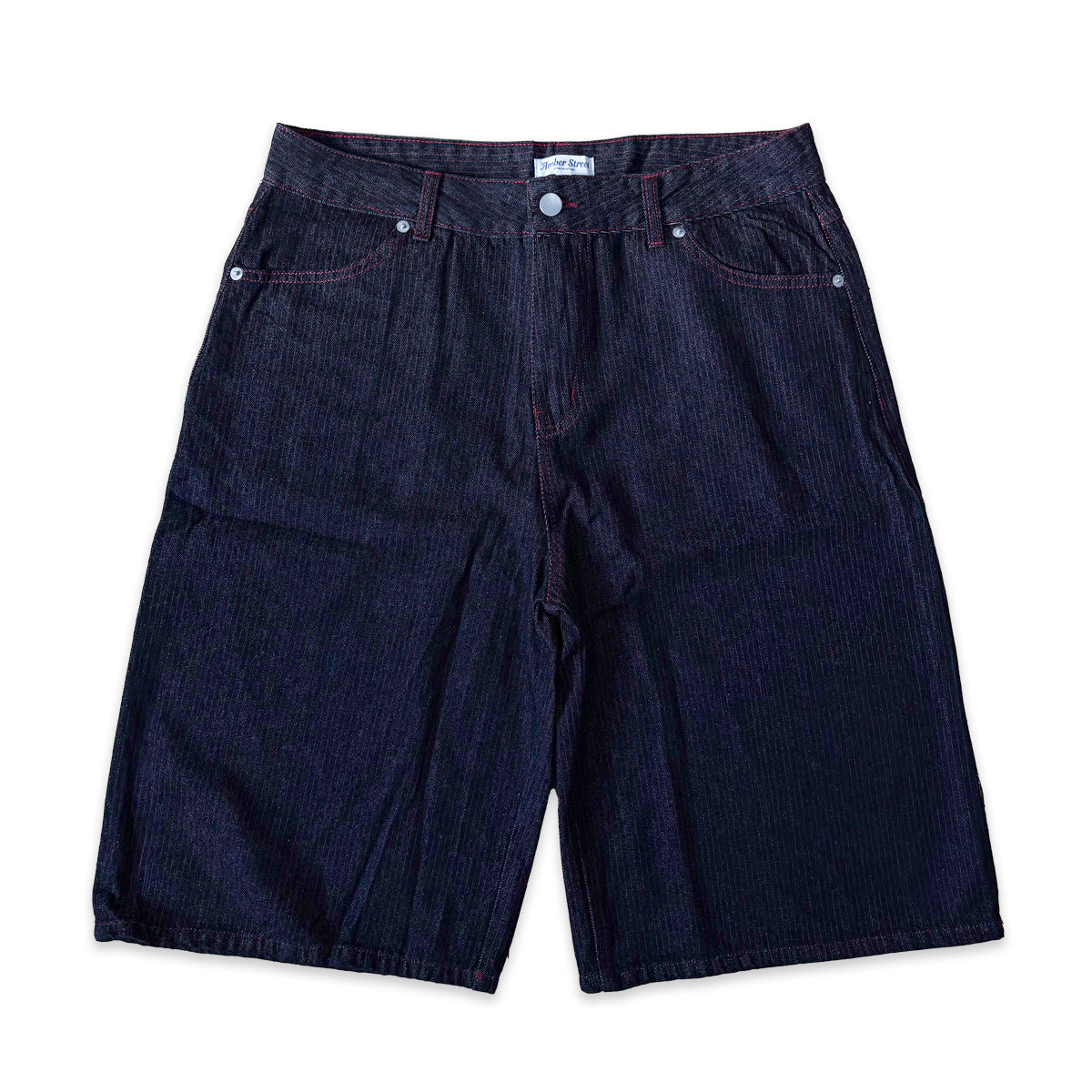 ワイドデニムハーフパンツ / Stripe Wide Denim Half Pant【Amber Street】