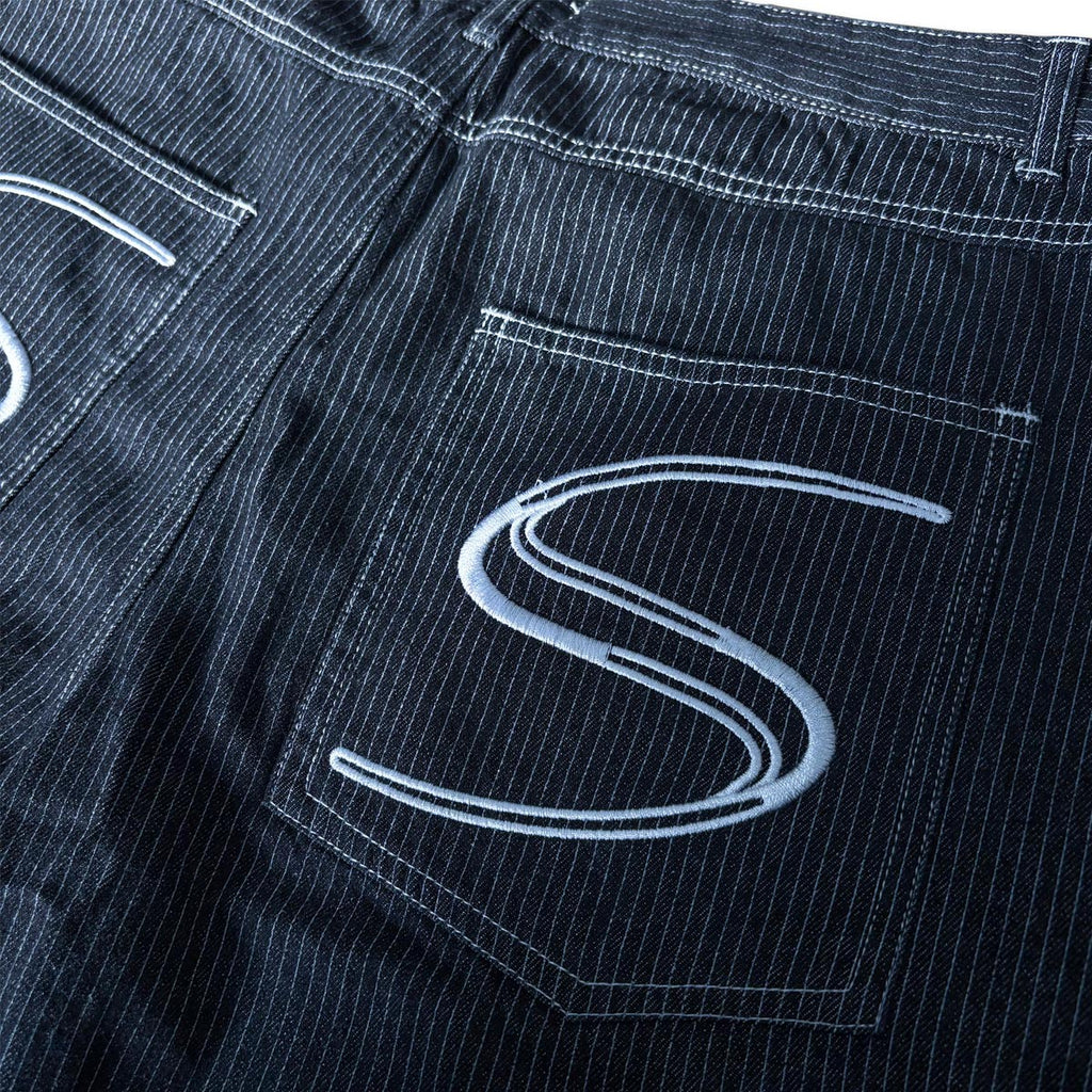 ワイドデニムハーフパンツ / Stripe Wide Denim Half Pant【Amber Street】