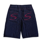 ワイドデニムハーフパンツ / Stripe Wide Denim Half Pant【Amber Street】