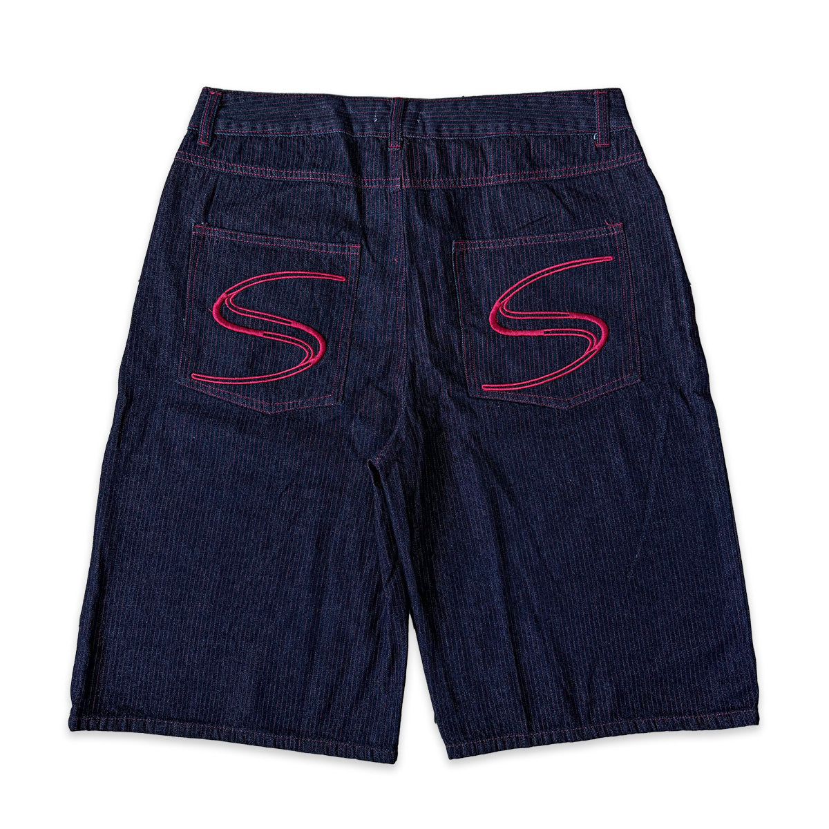 ワイドデニムハーフパンツ / Stripe Wide Denim Half Pant【Amber Street】