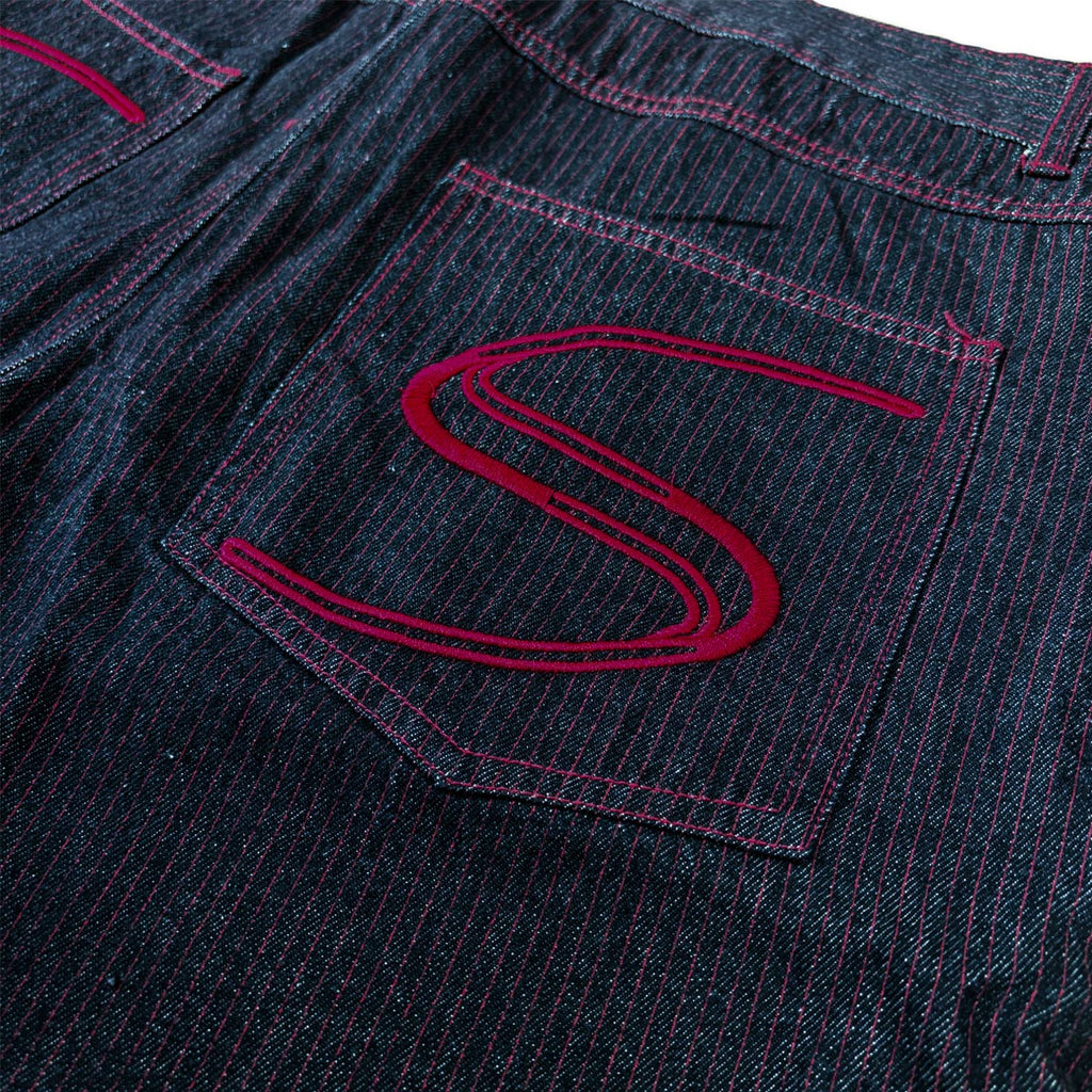 ワイドデニムハーフパンツ / Stripe Wide Denim Half Pant【Amber Street】