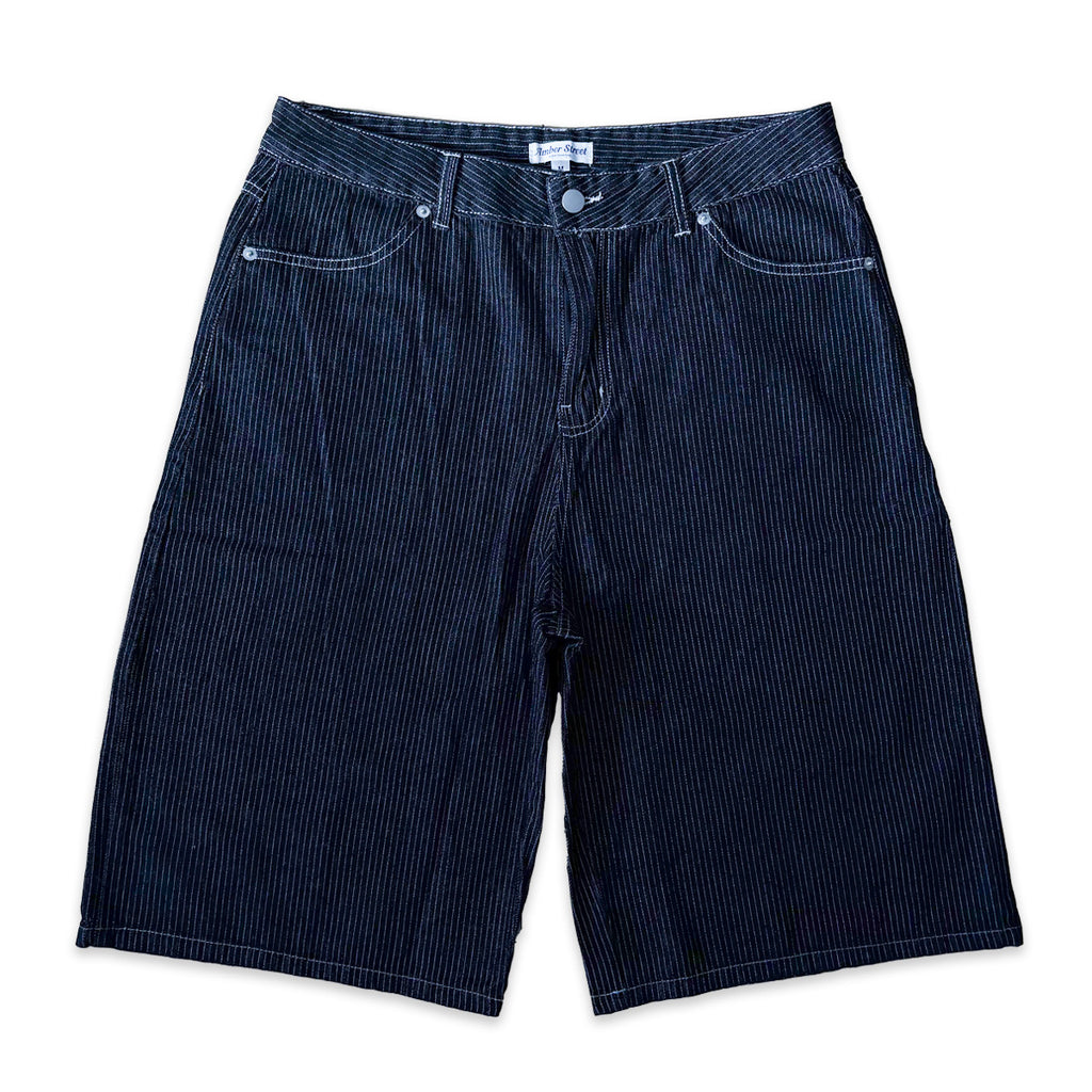 ワイドデニムハーフパンツ / Stripe Wide Denim Half Pant【Amber Street】