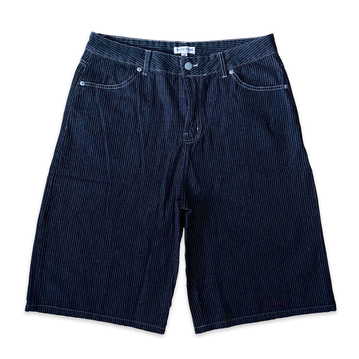ワイドデニムハーフパンツ / Stripe Wide Denim Half Pant【Amber Street】