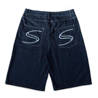 ワイドデニムハーフパンツ / Stripe Wide Denim Half Pant【Amber Street】