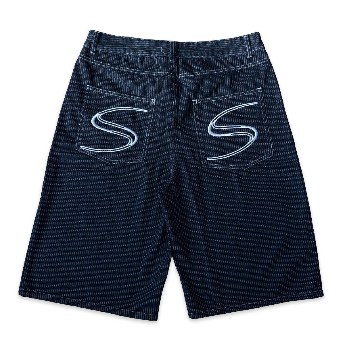 ワイドデニムハーフパンツ / Stripe Wide Denim Half Pant【Amber Street】