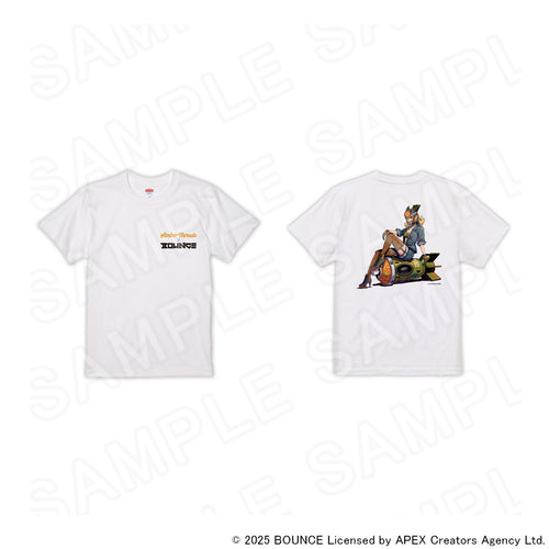 アパレルブランドAmber Threads(アンバースレッズ)と台湾の人気クリエイターBOUNCE(バウンス)のコラボ商品、Tシャツ(バウンスボムレディver.)ホワイト。
