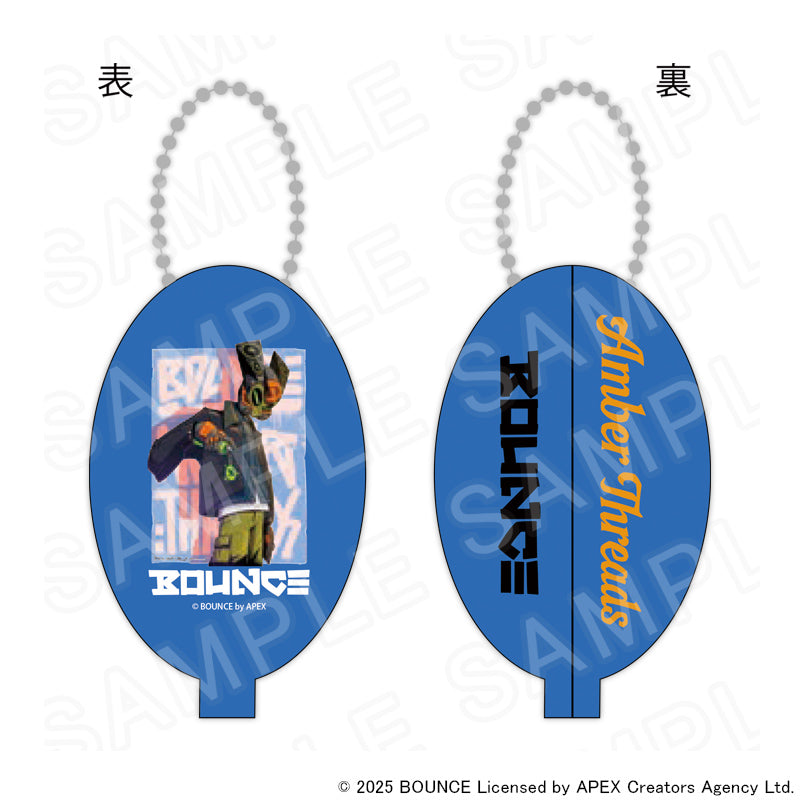 アパレルブランドAmber Threads(アンバースレッズ)と台湾の人気クリエイターBOUNCE(バウンス)のコラボ商品、コインケース(バウンスマンver.)ブルー。