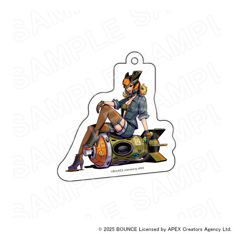 アパレルブランドAmber Threads(アンバースレッズ)と台湾の人気クリエイターBOUNCE(バウンス)のコラボ商品、アクリルキーホルダー(バウンスボムレディver.)。
