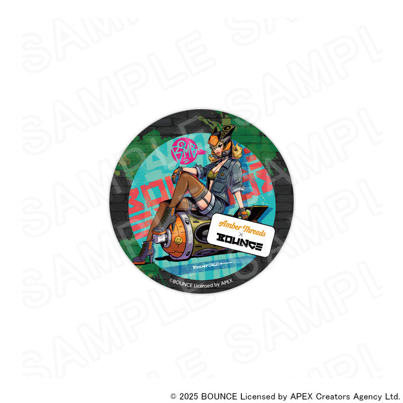 アパレルブランドAmber Threads(アンバースレッズ)と台湾の人気クリエイターBOUNCE(バウンス)のコラボ商品、ステッカー(バウンスボムレディver.)グリーン＆ブルー。