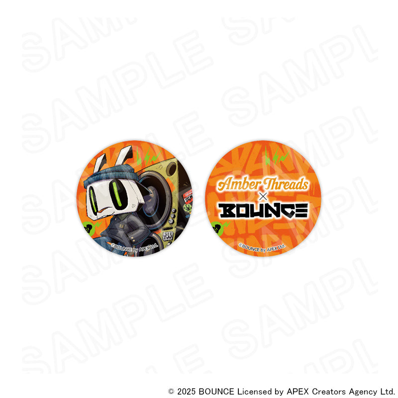 アパレルブランドAmber Threads(アンバースレッズ)と台湾の人気クリエイターBOUNCE(バウンス)のコラボ商品、缶バッジセット(バウンスラビットver.)。