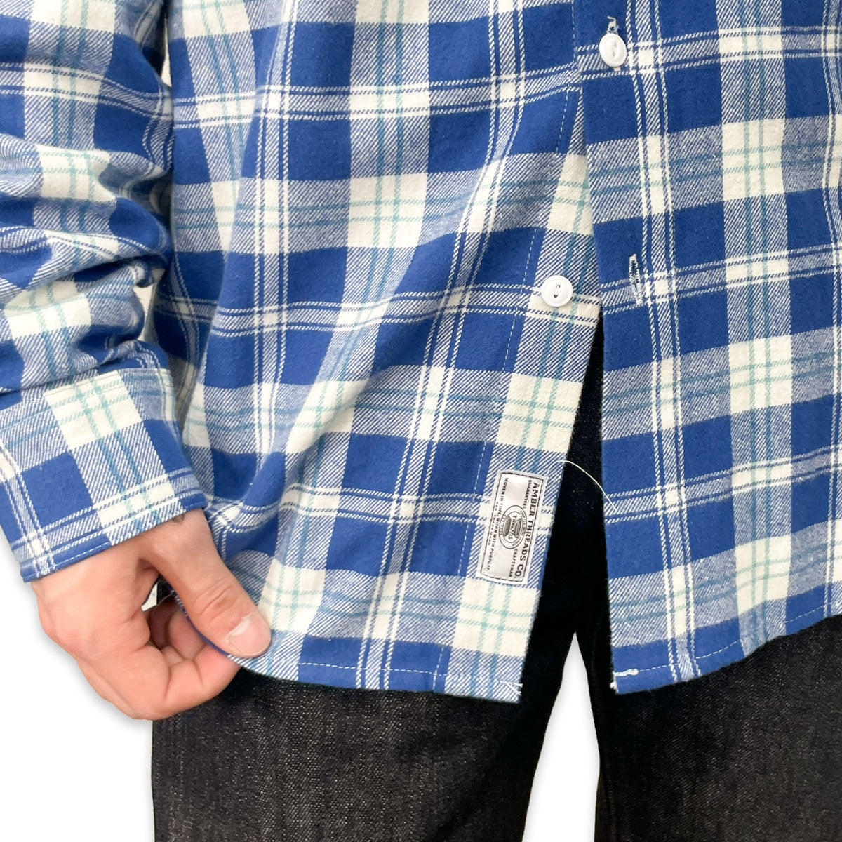 先染めコットン チェックフランネルワークシャツ / Cotton Flannel Check Shirt 【Amber Threads】