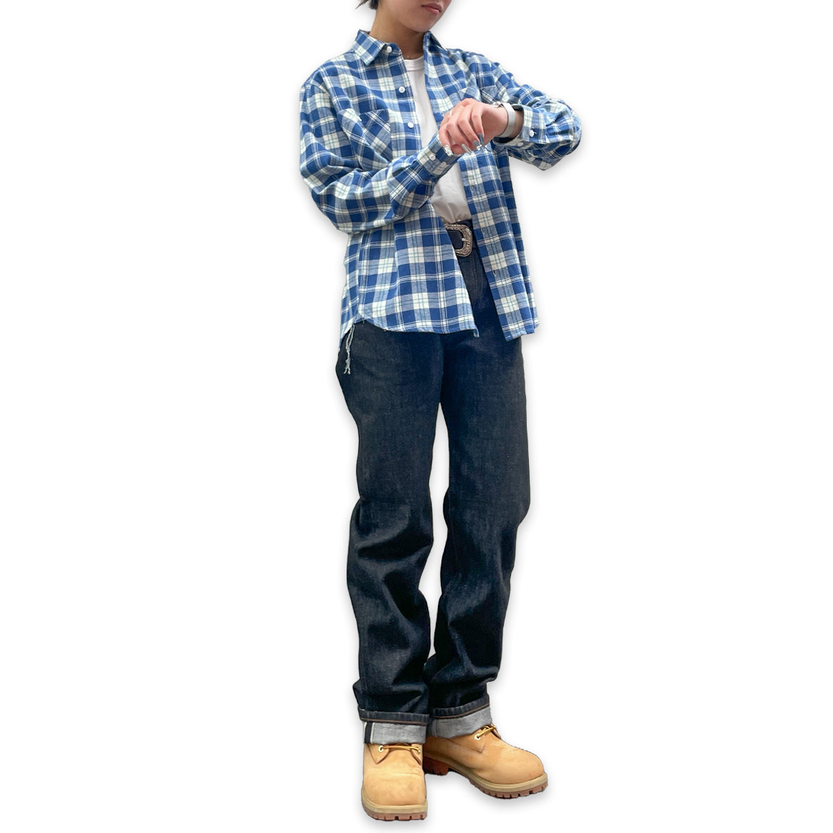 先染めコットン チェックフランネルワークシャツ / Cotton Flannel Check Shirt 【Amber Threads】