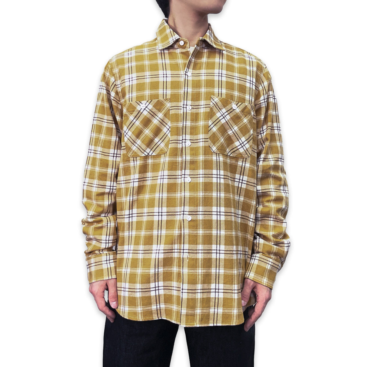 先染めコットン チェックフランネルワークシャツ / Cotton Flannel Check Shirt 【Amber Threads】
