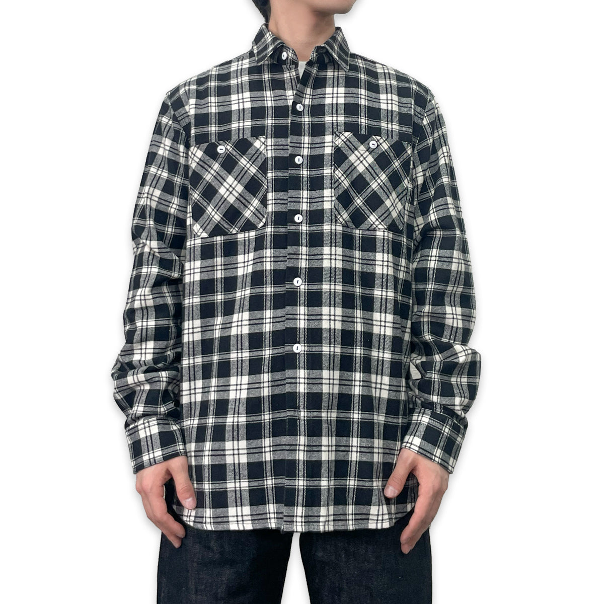 先染めコットン チェックフランネルワークシャツ / Cotton Flannel Check Shirt 【Amber Threads】