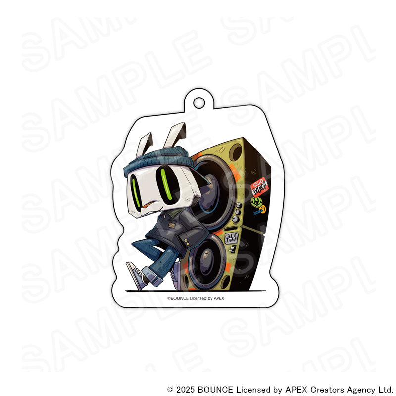 アパレルブランドAmber Threads(アンバースレッズ)と台湾の人気クリエイターBOUNCE(バウンス)のコラボ商品、アクリルキーホルダー(バウンスラビットver.)。