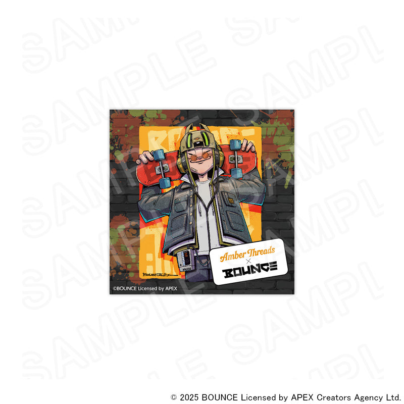 アパレルブランドAmber Threads(アンバースレッズ)と台湾の人気クリエイターBOUNCE(バウンス)のコラボ商品、ステッカー(バウンスボーイver.)ブラック＆オレンジ。